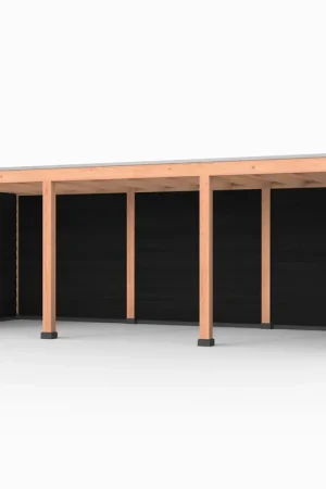 Dagaanbieding Douglas overkapping, 750 x 300, met achterwand en twee zijwanden, Westwood Elegant zwart